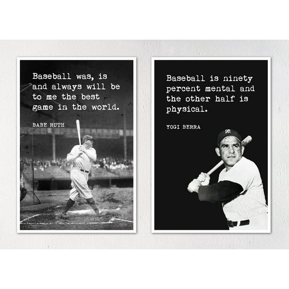 Baseball Quotes and Sayings Posters - Set of Two 12x18 Prints - Great Gift for Baseball Fans