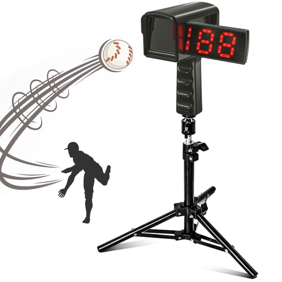 Baseball Radar Gun with Tripod, LED+LCD Large Display,Handheld Or Hand Free Speed Sensors Baseball Speed Training Equipment