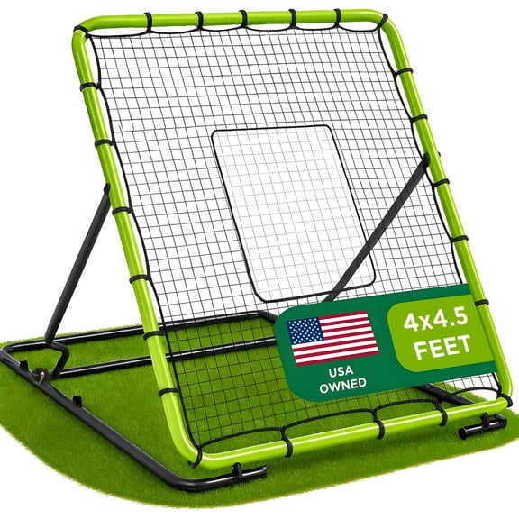 Baseball Rebounder Net 4x4.5 Ft Pitchback Trainer Bounce Fielding Net for Baseball and Softball Rebound Solo Practice with 3 Ball Return Angles