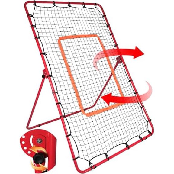 Baseball Rebounder Net,6x4FT Adjustable Pitch Back Baseball Rebounder for Softball Lacrosse, Pitching Throwing Catching Trainer Gifts,Green,Red$$Sport & Recreation Other