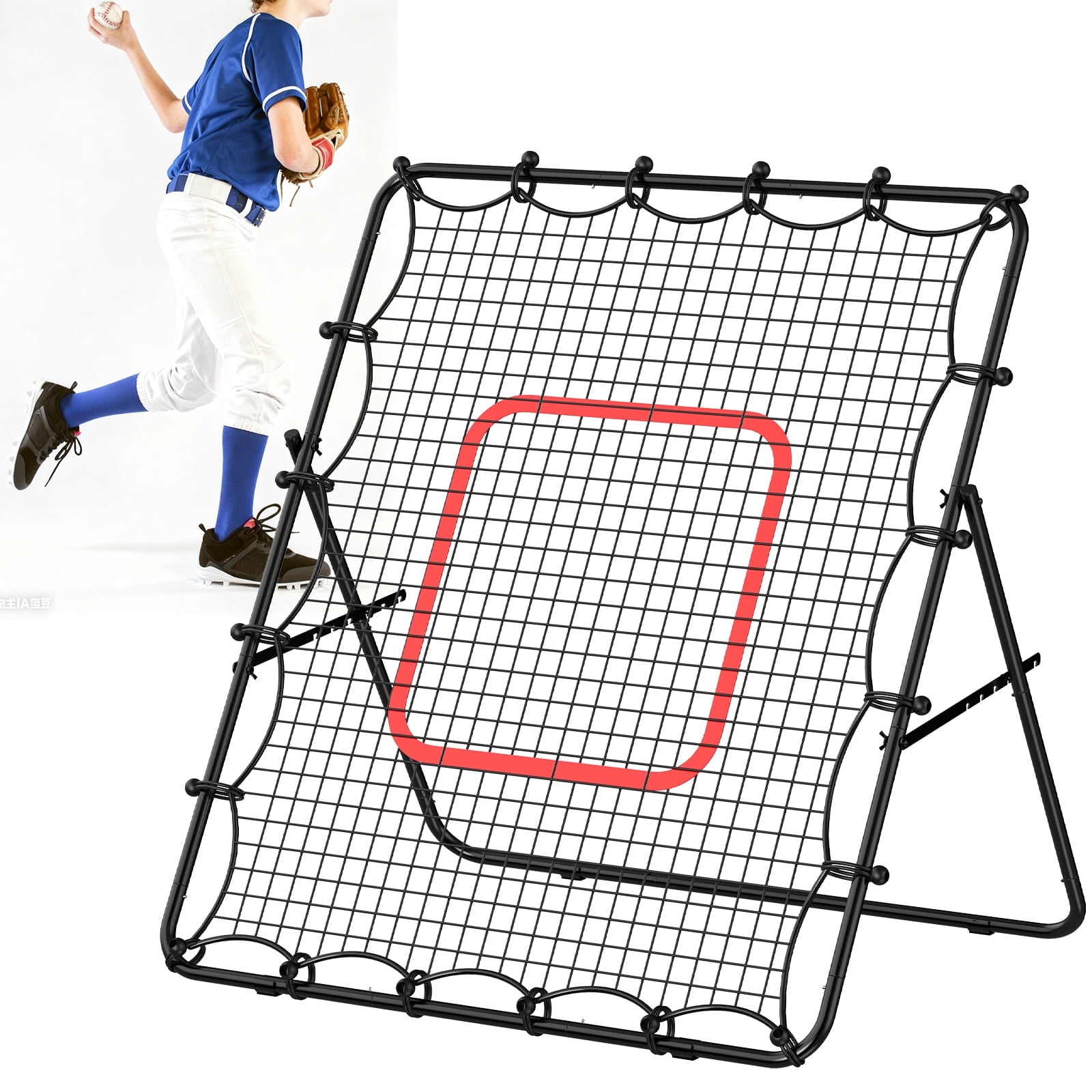Baseball Rebounder Net – Adjustable Bounce Back Trainer for Soccer, Volleyball, Softball & Lacrosse, Portable Folding Rebounder for Passing & Shooting Practice