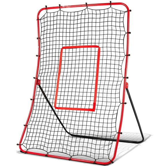 Baseball Rebounder Net, Angle-Adjustable for Grounder and Fly Ball Simulation. Ideal for Pitching, Throwing, and Fielding Practice for All Players.