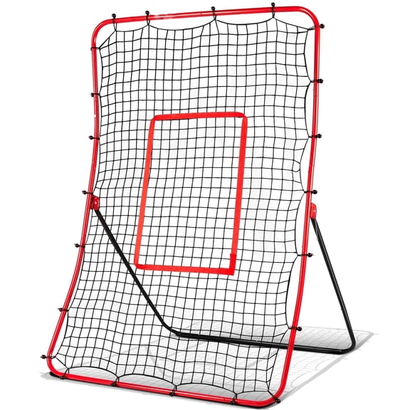 Baseball Rebounder Net, Angle-Adjustable for Grounder and Fly Ball Simulation. Ideal for Pitching, Throwing, and Fielding Practice for All Players.