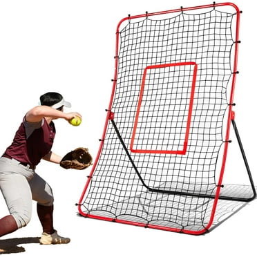 Baseball Softball Rebounder Net - Adjustable Angle For Grounders & Pop Flies