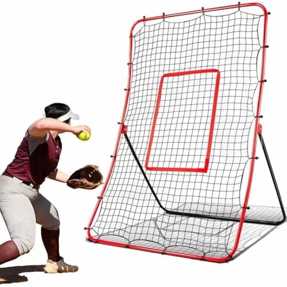 Baseball Rebounder Net Pitchback NetAngle Adjustable Pitch Trainer Simulate Grounder and Fly Ball, Baseball Softball Pitching and Fielding Rebound Net for All Players Pitch,Throw,Fielding$$