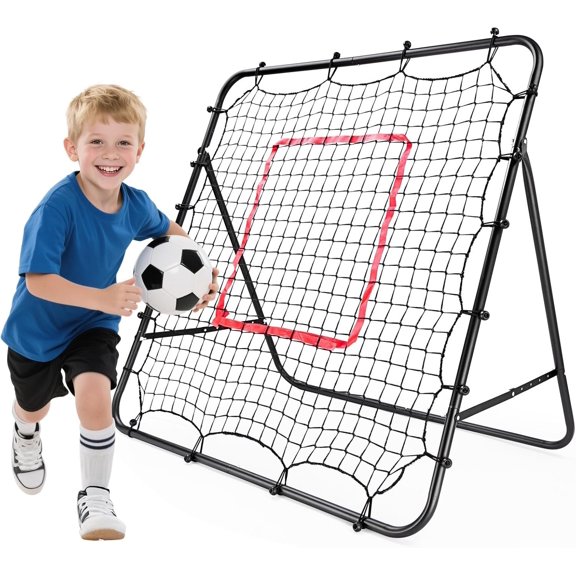 Baseball Rebounder Net Softball Pitch- Rebound Net with Attachable Pitching Target and 3 Adjustable Angles, Portable Fielding Trainer Bungee Net Practice Equipment for Backyard, 4 X 4 ft