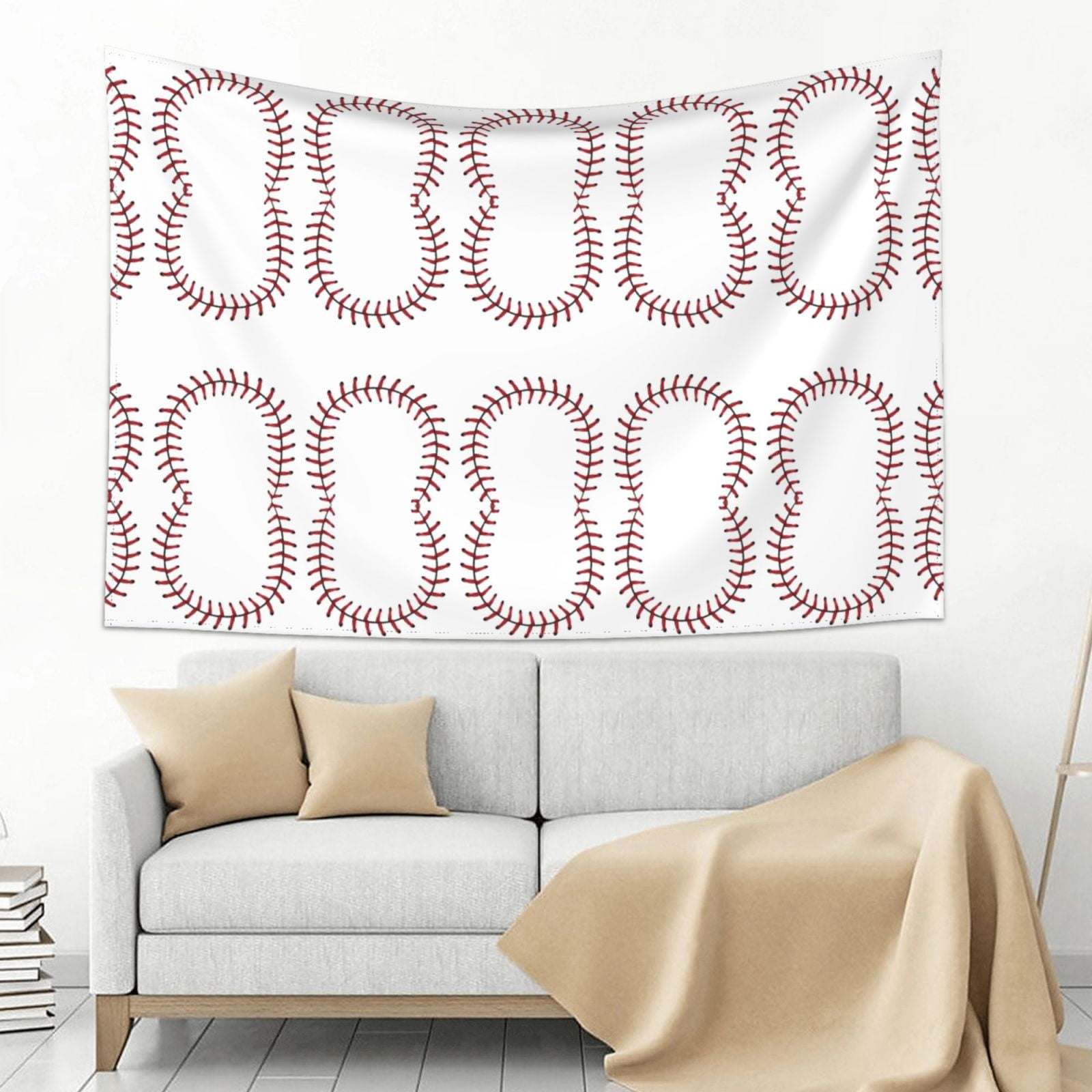 Baseball Red Lace Over Whitetapestry Wall Hanging Decor For Bedroom ...