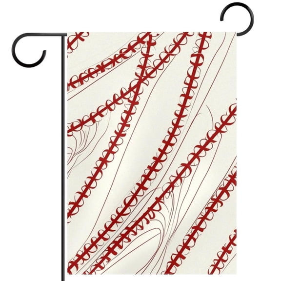 Baseball Red Rope Stitching Line Double Sided Garden Flag Decorative Weather Resistant Yard Flag, Large DIY Vertical Flag for Farmhouse Patio Lawn, 28x40 Inch