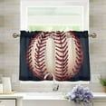 thumbnail image 1 of Baseball Red Stripe Half Window Tier Curtains 24 Inch Blackout Thermal Insulating Kitchen Linen Tier Curtains for Kitchen, Bathroom, Cafe Home Decor, 1 of 7