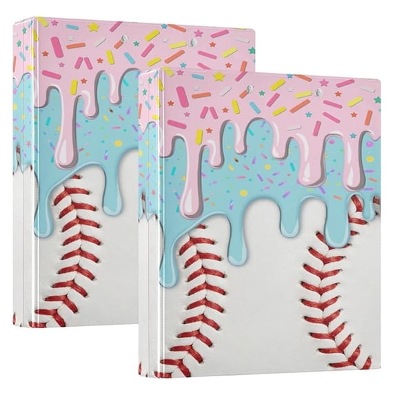 Baseball Red White Stripe Pattern Round Ring Binders 1.5 Inch Softball ...