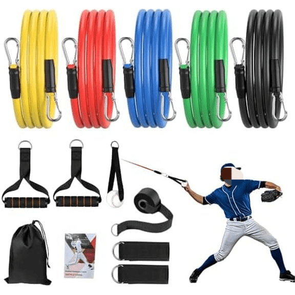 Baseball Resistance Bands Set Baseball Pitching & Throwing Trainer with Arm Strength Training Bands for Youth Pitchers, Throwing Warm-Up, Arm Care and Softball Training Equipment$$
