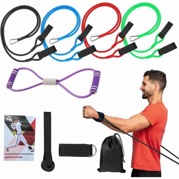Baseball Resistance Bands for Pitchers - Pro-Grade Arm Strength & Pitching Bands | 4-Level Adjustable Resistance Bands for Baseball/Softball ( Ages)