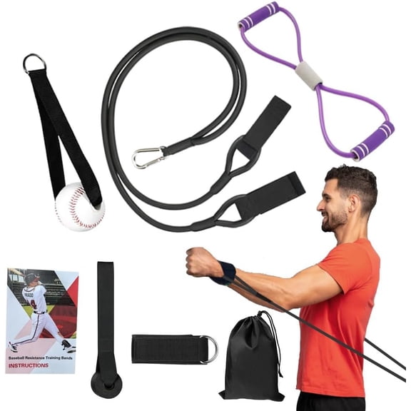 Baseball Resistance Bands for Pitchers - Pro-Grade Arm Strength & Pitching Bands | 4-Level Adjustable Resistance Bands for Baseball/Softball ( Ages)