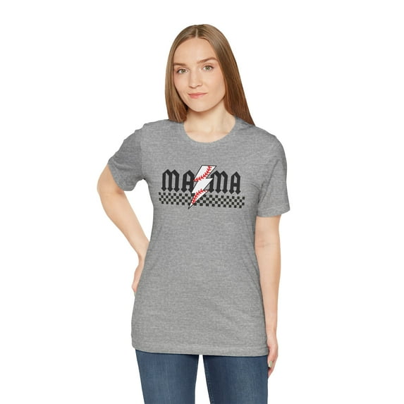 Baseball Retro Mama Rocker Sports Checkerboard Shirt