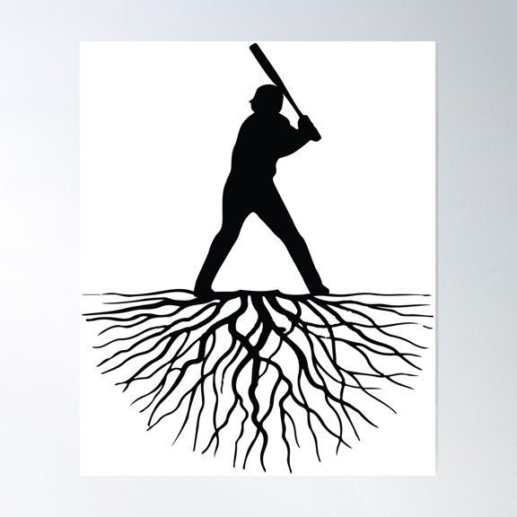 Baseball Roots - Batter Poster Wall Art, Modern Wall Decor For Living Room Bedroom, 12x18 UNFRAMED