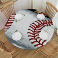 thumbnail image 1 of Baseball Round Fitted Tablecloth, Sport Ball Elastic Tablecloth for Round Tables, Waterproof Table Cover, 1 of 8