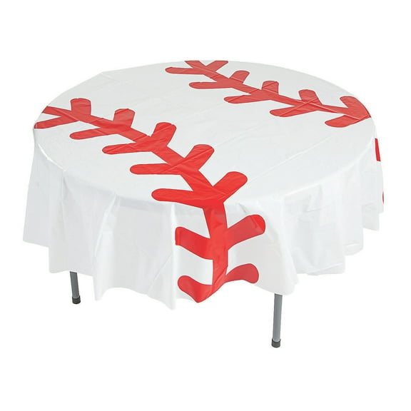 Baseball Round Plastic Tablecloth, Party Supplies, Birthday, 1 Pieces