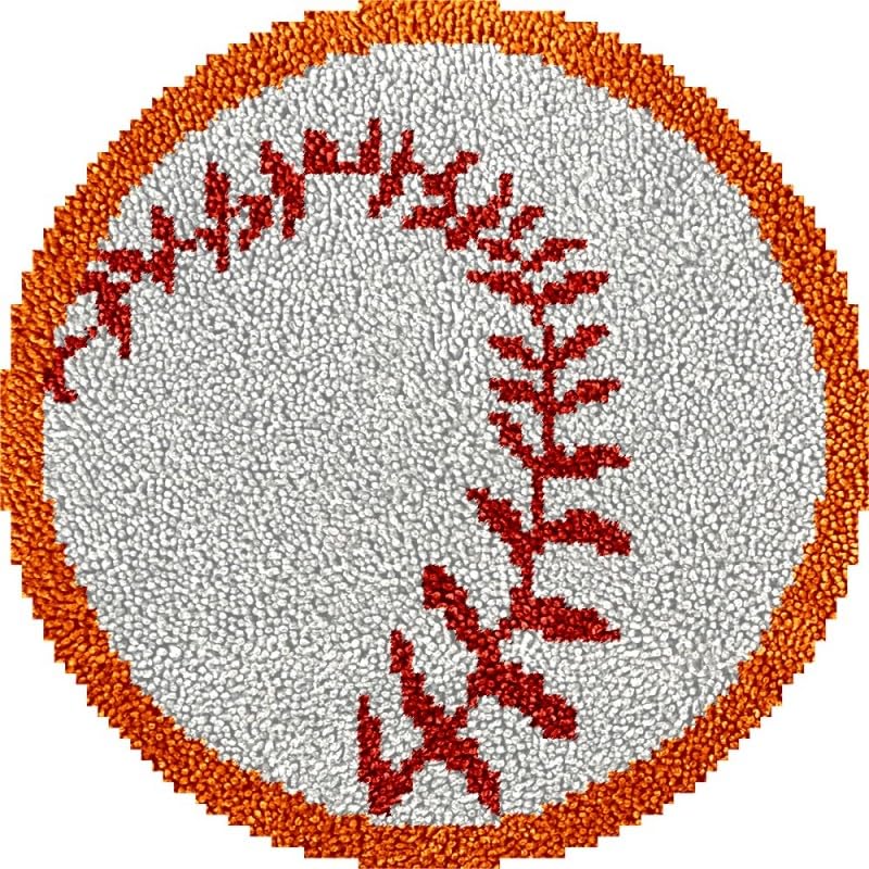 Baseball Round Shape Latch Hook Rug Kits Set for Starter Crochet Hook ...