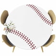 thumbnail image 1 of Baseball Round Tablecloth, Fitted Table Cover with Elastic for 55"-60" Round Tables, Modern Minimalist Red Lines Table Cloth Outdoor Indoor Dinning Party Waterproof Tablecloths, 1 of 7