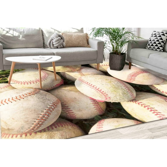 Baseball Rug, Boy Room Rugs, Trendy Rug, Gym Rugs, Small Rug, Decorative Rug, Personalized Gift, Entryway Rug, Step Rug, Pet Friendly Rug, 3.3'x6.5' - 100x200 cm