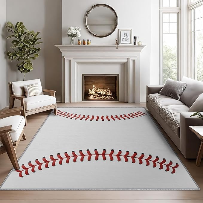 Softball Rug Baseball Rugs for Boys Room, Sports Rug, Boys Ball Sport Game Area Rug ...
