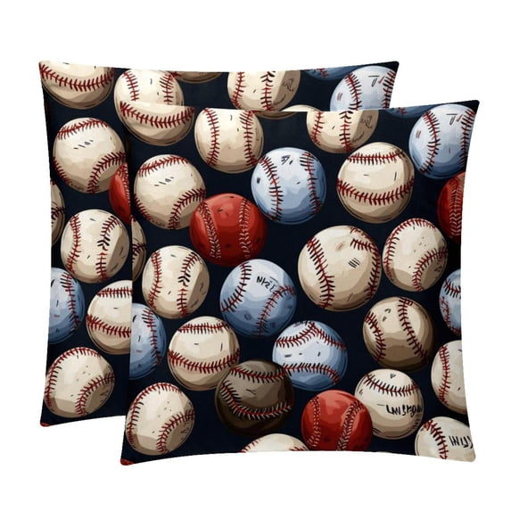 Baseball Set of 2 Velvet Throw Pillow Covers with Unique Patterns in 16x16, 18x18, and 20x20 Inches for Various Occasions - Throw Pillow Inserts Included