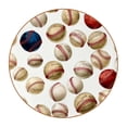 thumbnail image 1 of Baseball Set of 6 Microfiber Leather Round Coasters, 11x11 cm/4.3x4.3 in, Drink Coasters for Home and Bar, Table Coasters, 1 of 6