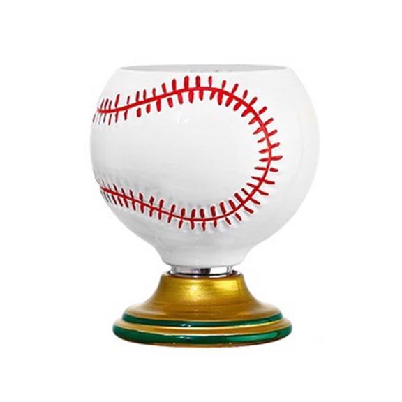 Baseball Shaped Drinking Goblet Glass Cup With Pedestal Base For Sports Fans 1 Count
