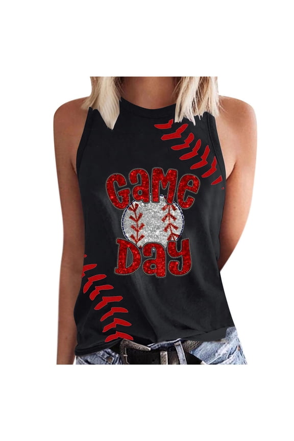 Baseball Shirt Women Baseball Mom Tank Tops Game Day Graphic Tee Cute Workout T Shirts Casual Summer Sleeveless Vest