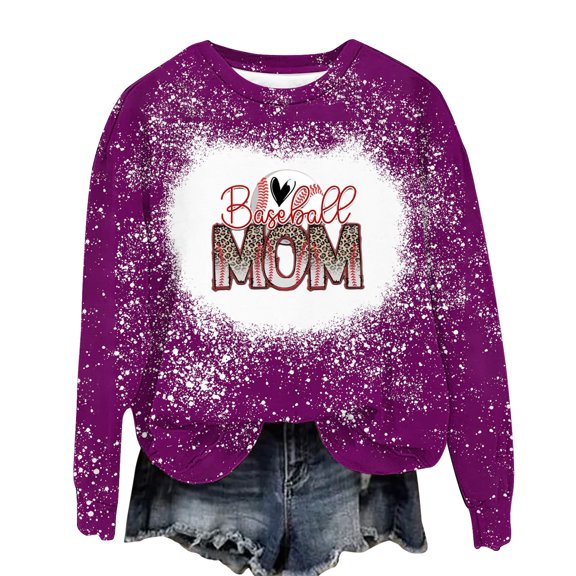 Baseball Shirt for Women Crewneck Pullover Tops Casual Loose Blouses Summer Tee