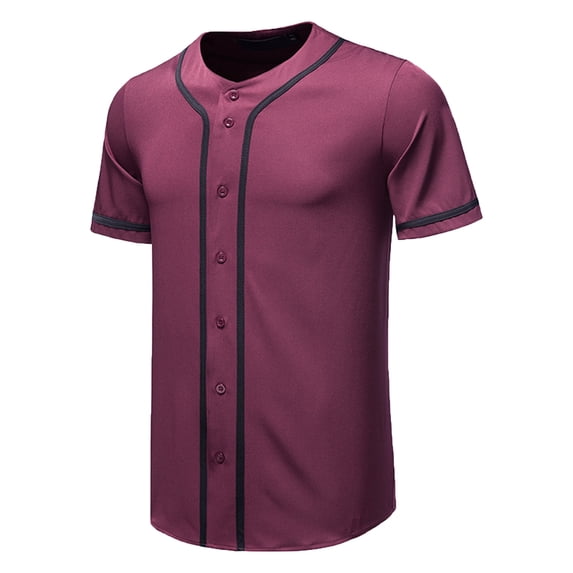 Baseball Shirts for Men Short Sleeve Button-Down Tshirts Shirt Mens Casual Color Block Loose Breathable Athletic Workout Tees Tops