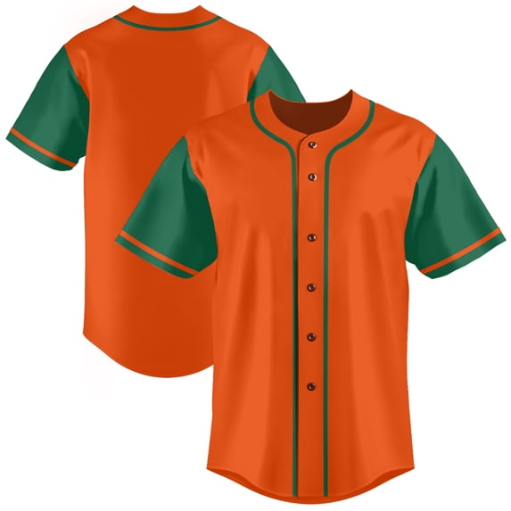 Baseball Short Sleeve Button Down Team Orange Jersey Baseball Team Sport Uniforms for Men