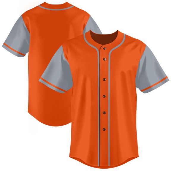 Baseball Short Sleeve Button Down Team Orange Jersey Baseball Team Sport Uniforms for Men