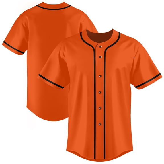 Baseball Short Sleeve Button Down Team Orange Jersey Baseball Team Sport Uniforms for Men