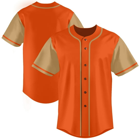 Baseball Short Sleeve Button Down Team Orange Jersey Baseball Team Sport Uniforms for Men