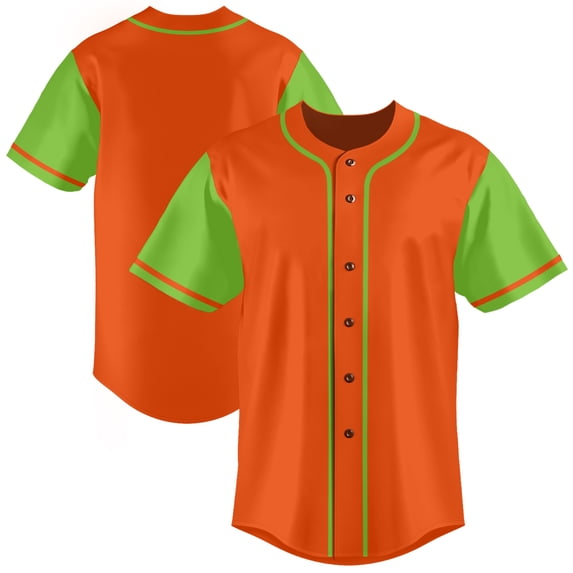 Baseball Short Sleeve Button Down Team Orange Jersey Baseball Team Sport Uniforms for Men