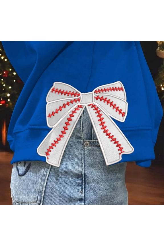Baseball Side Bow Applique Side Bow Machine Embroidery Designs Wide Ribbon Sports Girly Bow From 4 To 9 Inches Sweatshirt Seam Side Bow