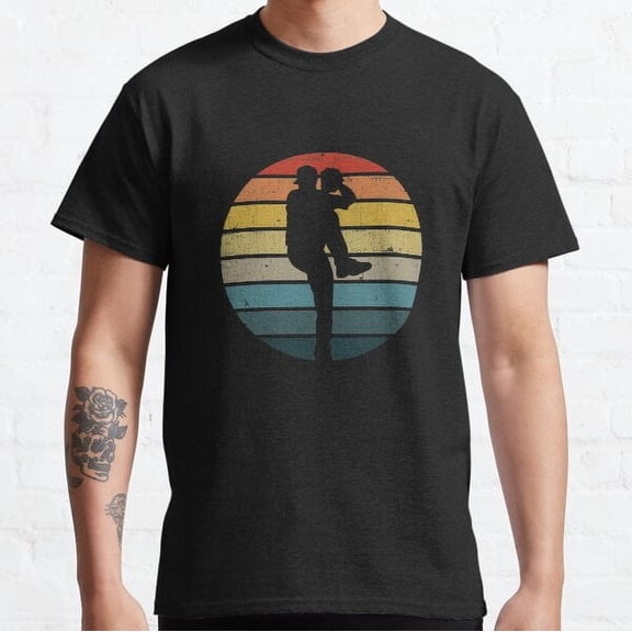 Baseball Silhouette On A Distressed Retro Sunset Design Classic T-shirt