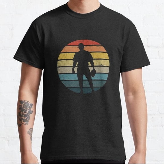 Baseball Silhouette On A Distressed Retro Sunset Graphic Classic T-shirt