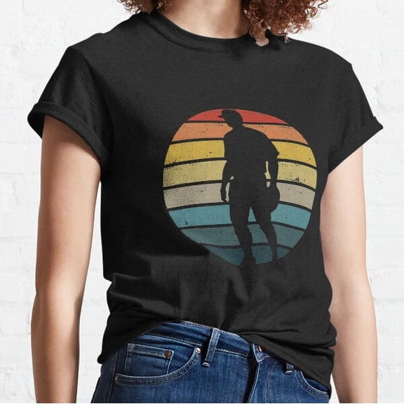 Baseball Silhouette On A Distressed Retro Sunset Print Classic T-shirt