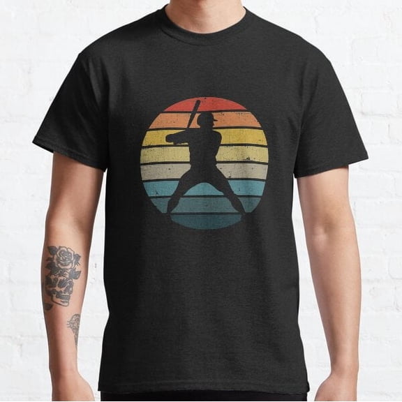 Baseball Silhouette On A Distressed Retro Sunset Product Classic T-shirt