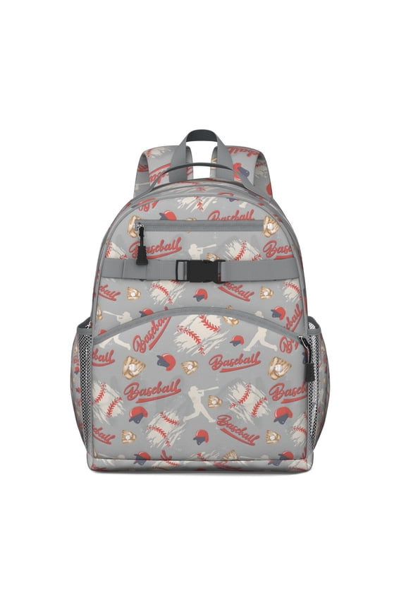 Baseball Silhouette Pattern Backpack for School,Cute School Bag,Schoolbag with Adjustable Shoulder Straps & Padded Back,15.25"x11.5"x5.25"