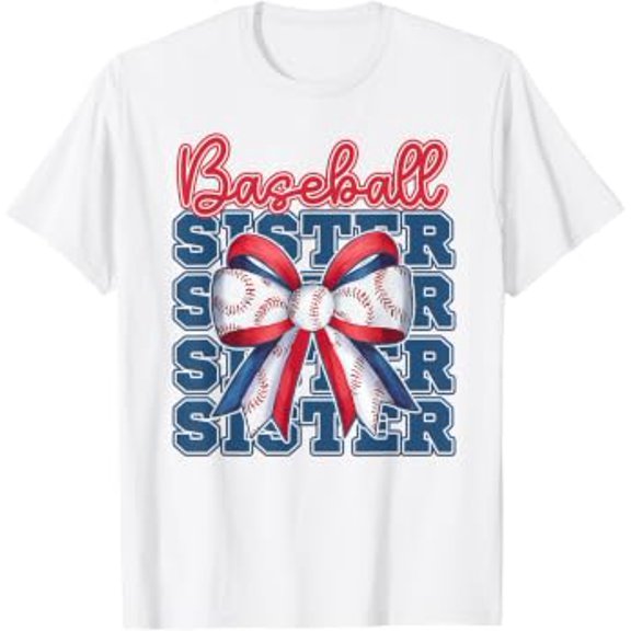 Baseball Sister Coquette Bow Sport Sister Day Game Girls T-Shirt