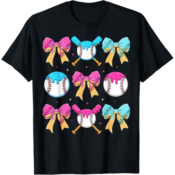 Baseball Sister Drip Bow Ice Cream Drip Girls Sprinkle T-Shirt