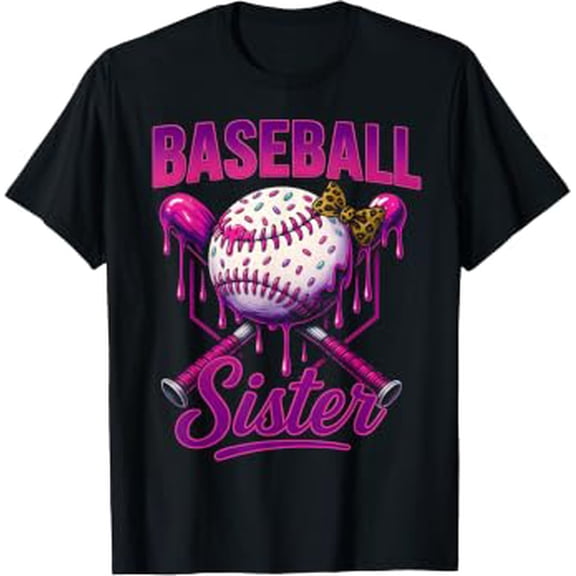 Baseball Sister Drip Ice Cream Baseball Dripping Game Day T-Shirt