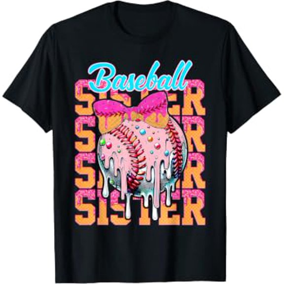 Baseball Sister Drip Ice Cream Baseball Game Day Matching T-Shirt