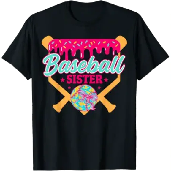 Baseball Sister Drip Ice Cream Baseball Game Day T-Shirt