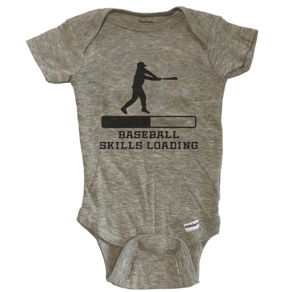 Baseball Skills Loading Funny Sports Humor Baby Bodysuit - Grey