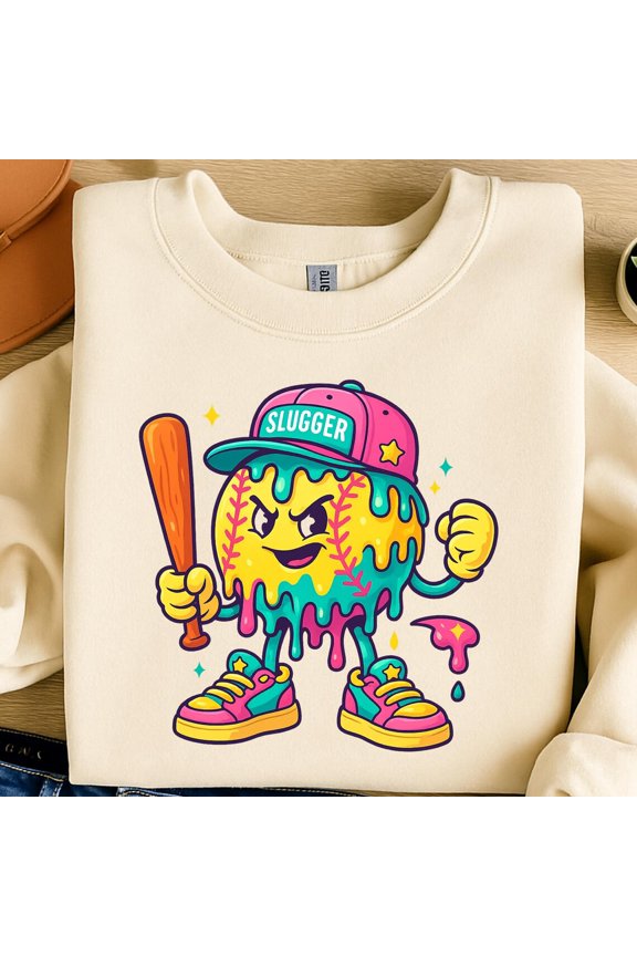 Baseball Slugger Cartoon , Sports Sublimation Design All Size S-5XL