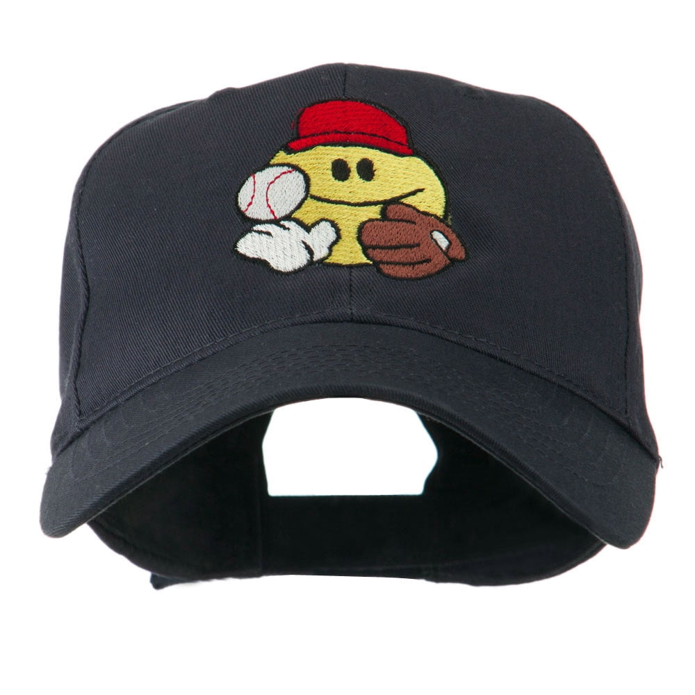 Baseball Smile Glove and Ball Embroidered Cap - Navy OSFM - Walmart.com